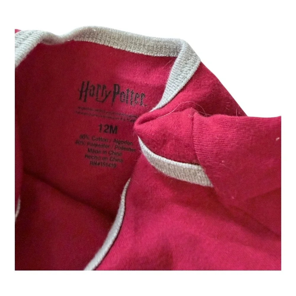 Harry Potter Romper Baby 12M I'm A Keeper Hedwig Grey Red 2pc Set Snaps summer‎